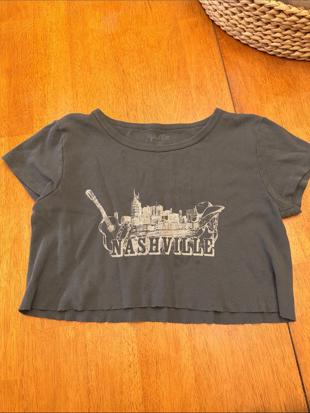 Brandy Melville Charcoal Nashville Graphic Crop Tee